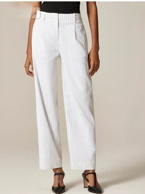 NWT J. Crew Pleated tapered pant in pinstripe linen-viscose blend